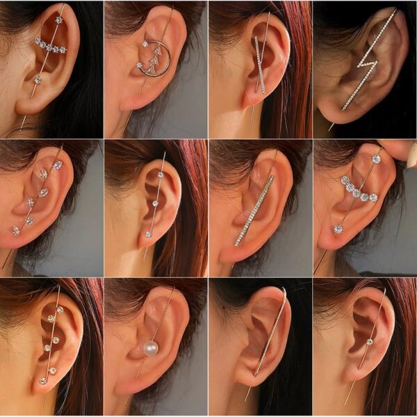 Mode Zirkon Piercing Ohrringe Für Frauen Neue Ohr Nadel Wrap Crawler Haken Ohrringe Perle Manschette Stud Kupfer Intarsien Ohrringe 1pc