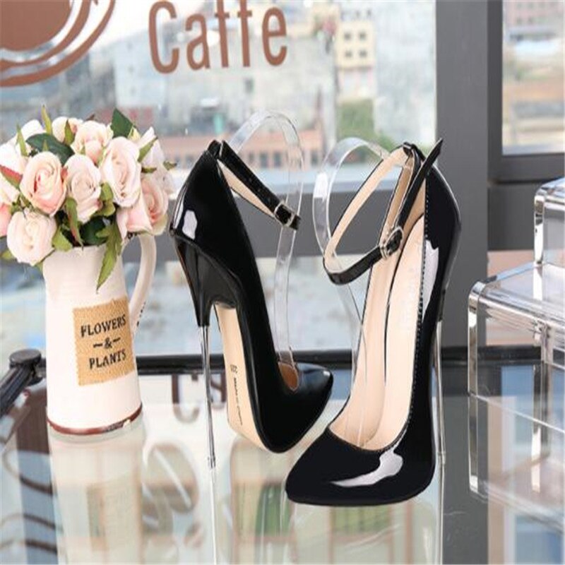 Mode schuhe 2019 frauen high heels pumpen Rot Schwarz leder party hochzeit schuhe Stiletto Sexy silber heels 16cm damen schuhe 44 – Bild 2