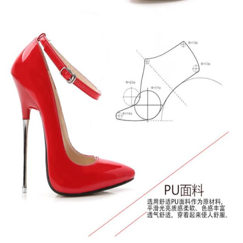 Mode schuhe 2019 frauen high heels pumpen Rot Schwarz leder party hochzeit schuhe Stiletto Sexy silber heels 16cm damen schuhe 44 – Bild 3