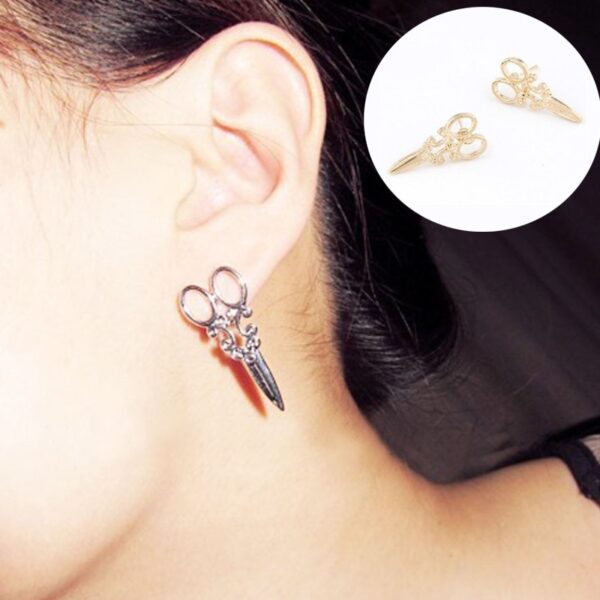 Neue Ankunft kleine Einfache Gold und Silber vergoldet scheren Stud ohrringe für frauen Phantasie Schmuck großhandel kostenloser versand