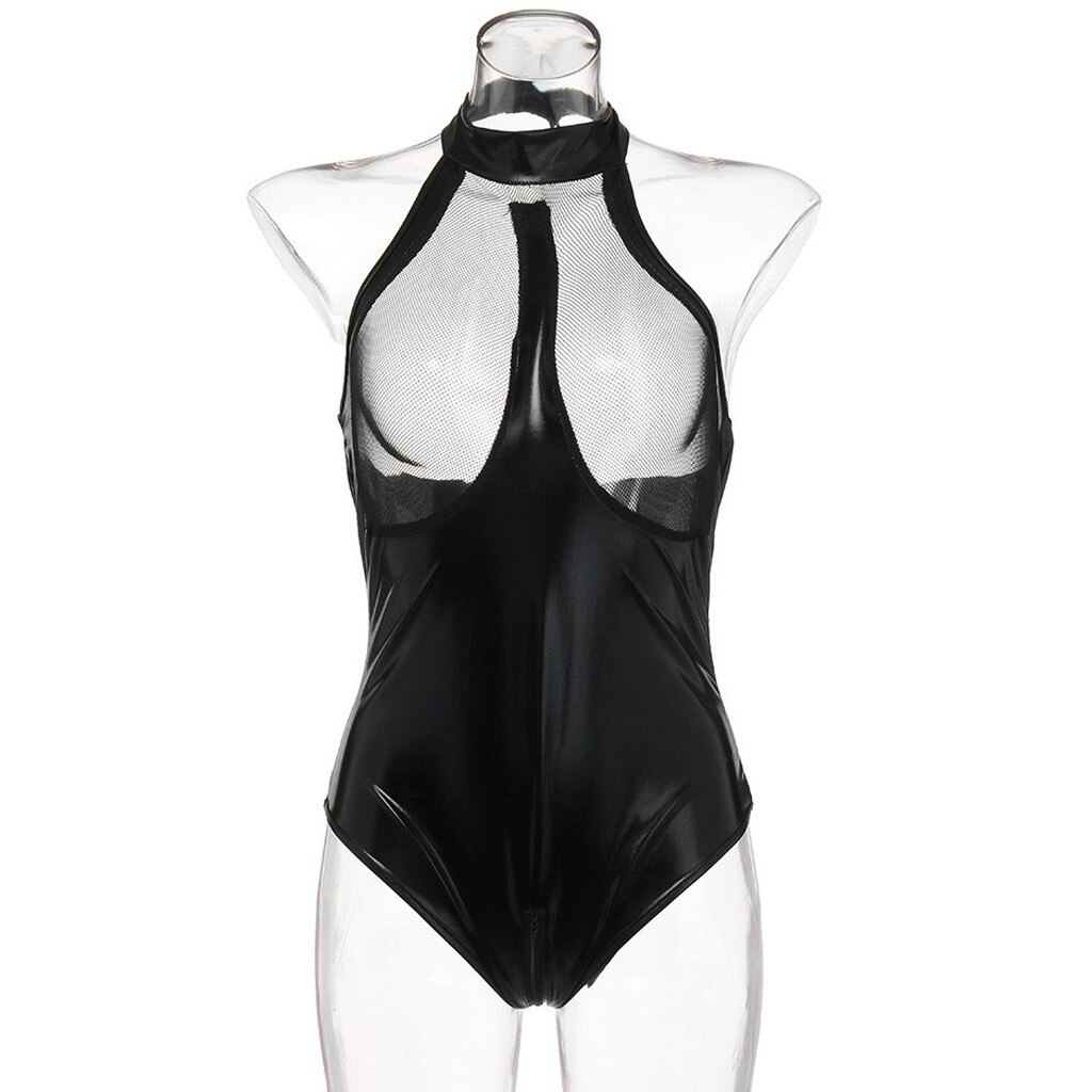 Neue Dessous Frauen Sexy Plus Größe Latex catsuit Leder Mesh Dessous ouvert Unterwäsche Body Nachtwäsche bodystocking # L20 – Bild 3