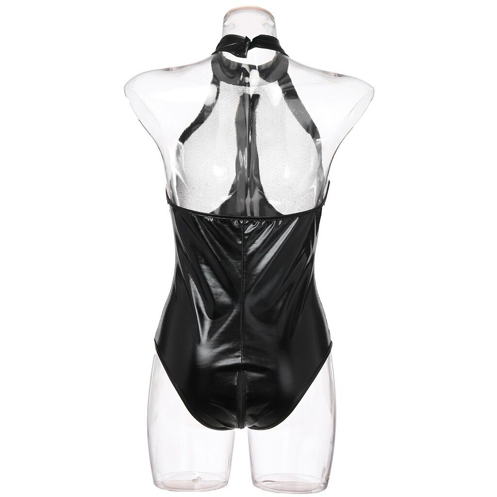 Neue Dessous Frauen Sexy Plus Größe Latex catsuit Leder Mesh Dessous ouvert Unterwäsche Body Nachtwäsche bodystocking # L20 – Bild 4