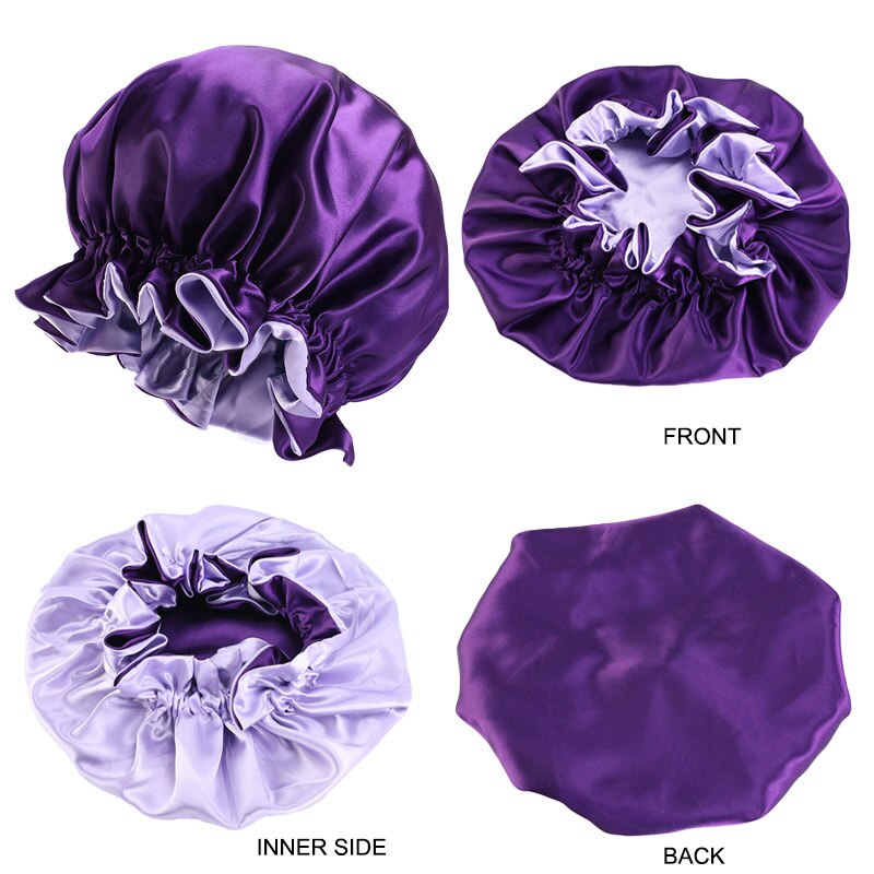 Neue Feste Frauen Satin Bonnet Mode Stain Seidige Große Motorhaube für Dame Schlafen Cap Headwrap Hut Haar Wrap Zubehör Großhandel – Bild 5