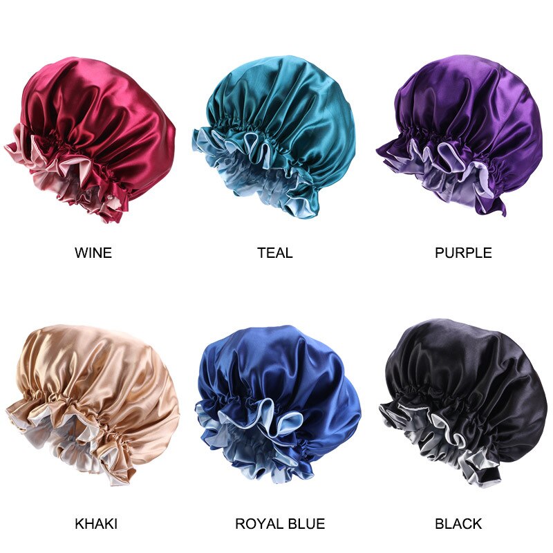 Neue Feste Frauen Satin Bonnet Mode Stain Seidige Große Motorhaube für Dame Schlafen Cap Headwrap Hut Haar Wrap Zubehör Großhandel – Bild 6