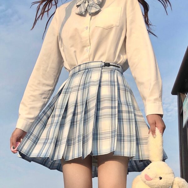 Neue Frauen Plissee Röcke Japanische Schuluniform Hohe Taille Sexy Nette Mini Plaid Rock 2021 Sommer JK Uniform Studenten Kleidung