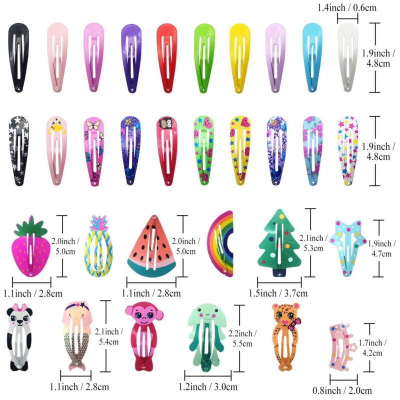 Neue Mix Farbe Verschiedene Prints Gelegentliche Hairgrip Haar Clip Snap Haar Clips für Kinder Mädchen Haar Zubehör WomenYB003 – Bild 4