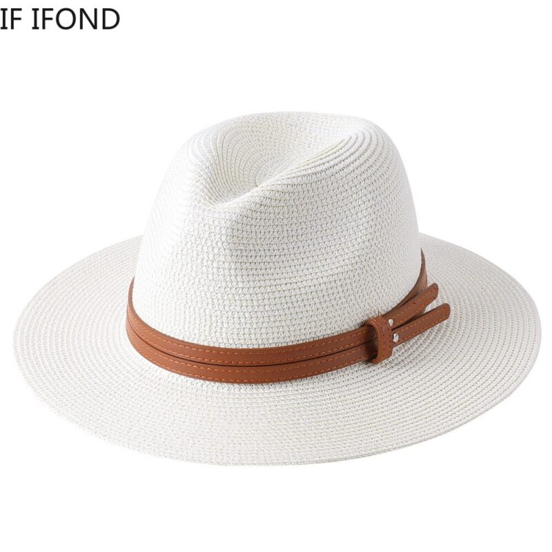 Neue Natürliche Panama Weiche Geformt Stroh Hut Sommer Frauen/Männer Breite Krempe Strand Sonnenhut Kappe UV Schutz Fedora Hut – Bild 2