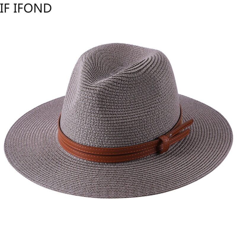 Neue Natürliche Panama Weiche Geformt Stroh Hut Sommer Frauen/Männer Breite Krempe Strand Sonnenhut Kappe UV Schutz Fedora Hut – Bild 3