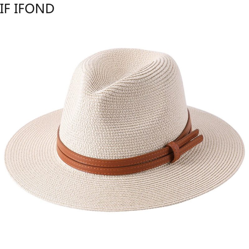 Neue Natürliche Panama Weiche Geformt Stroh Hut Sommer Frauen/Männer Breite Krempe Strand Sonnenhut Kappe UV Schutz Fedora Hut – Bild 4