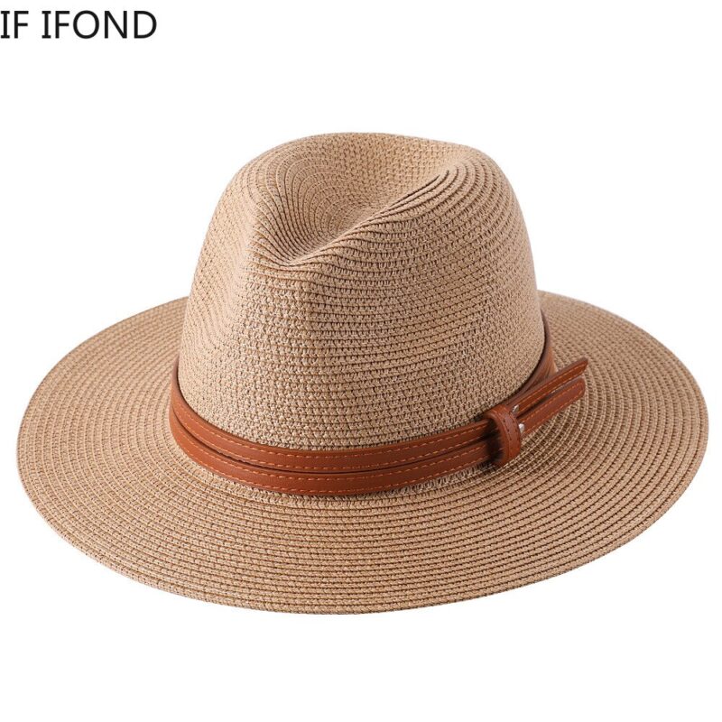 Neue Natürliche Panama Weiche Geformt Stroh Hut Sommer Frauen/Männer Breite Krempe Strand Sonnenhut Kappe UV Schutz Fedora Hut – Bild 5