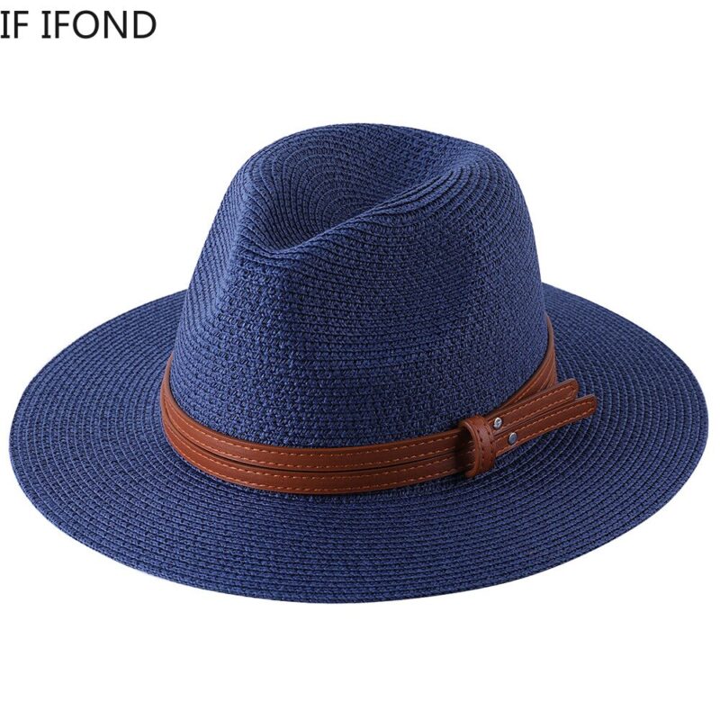 Neue Natürliche Panama Weiche Geformt Stroh Hut Sommer Frauen/Männer Breite Krempe Strand Sonnenhut Kappe UV Schutz Fedora Hut – Bild 6