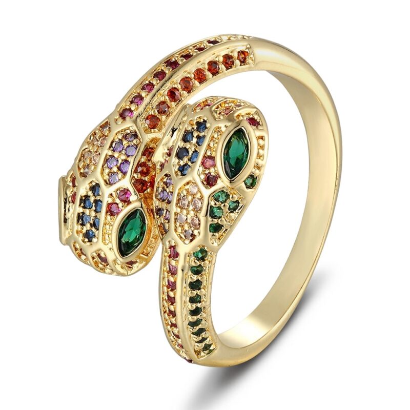 Neue Punk Schlange Ringe Für Frauen Regenbogen CZ Steine Dance Party Eröffnung Einstellbare Fingerring Ring Spezielle Mädchen Geschenke Erklärung Schmuck