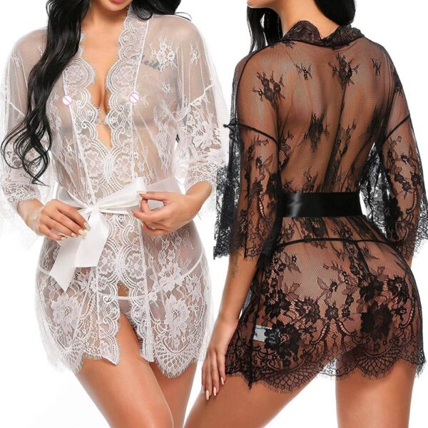 Neue Sexy Frauen Dessous Spitze Rüschen Robe Sehen-durch Babydoll Unterwäsche Nachtwäsche Nacht Kleid Erotische Sex Kleidung