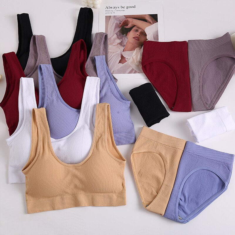 Neue Sexy Frauen Dessous Unterwäsche Camis Und Panty Set Top Bh Set Ultra-dünne Bhs Für Frau Cropped Top unterhose 6 Feste Farbe – Bild 4