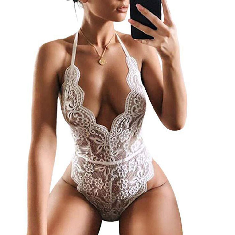 Neue Sexy frauen Spitze Dessous Strampler Unterwäsche Nachtwäsche Body Tanga Nachtwäsche Babydoll Ärmellose Overall – Bild 5