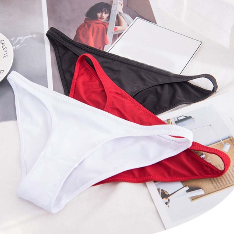 Niedrige Taille Sexy Tanga Halb-bedeckt Gesäß Damen Höschen Weichen Milch Seide Einfarbig Dreieck Tanga Unisex Höschen – Bild 2