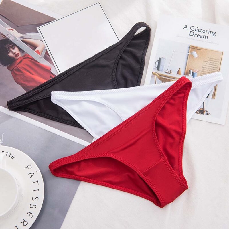 Niedrige Taille Sexy Tanga Halb-bedeckt Gesäß Damen Höschen Weichen Milch Seide Einfarbig Dreieck Tanga Unisex Höschen – Bild 3