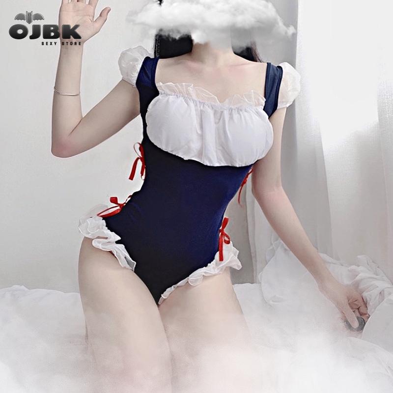 OJBK 2020 Kawaii Maid Uniform Japanische Sexy Dessous Schule Mädchen Badeanzug Cosplay Kostüme Backless Öffnen Gabelung Design Für Frauen – Bild 3