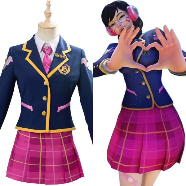 OW DVA D. VA Hana Song Cosplay Kostüm 3th Jahrestag Kleid Outfit Halloween Karneval Cosplay Schuluniform Frauen Mädchen