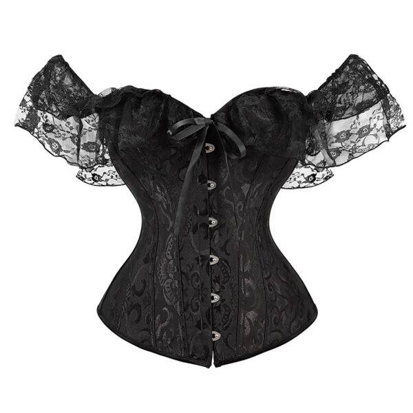 Off schulter Korsett Solide Korsetts Overbust Korset Bustier Sexy Lolita Frauen Mädchen Outwear Taille Abnehmen Spitze rüschen Gorset
