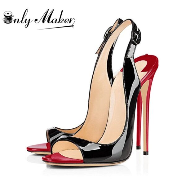 Onlymaker frauen Peep Toe Sandalen Damen Schuhe 12cm Heels Offene spitze Sexy Slingback Büro Mode Pumpen Plus Größe US5 ~ US15