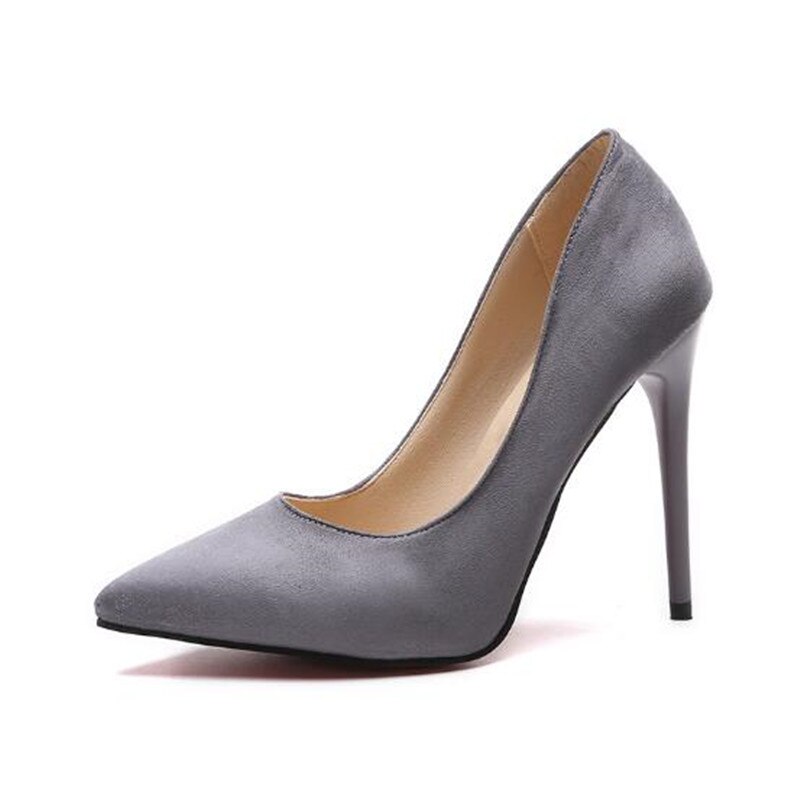 Plus Größe 44 Pumpen Frauen Schuhe Rot Flock Slip-Auf Flach Hochzeit Party Spitz High Heels Pumpe Chaussures femme 2019 – Bild 4