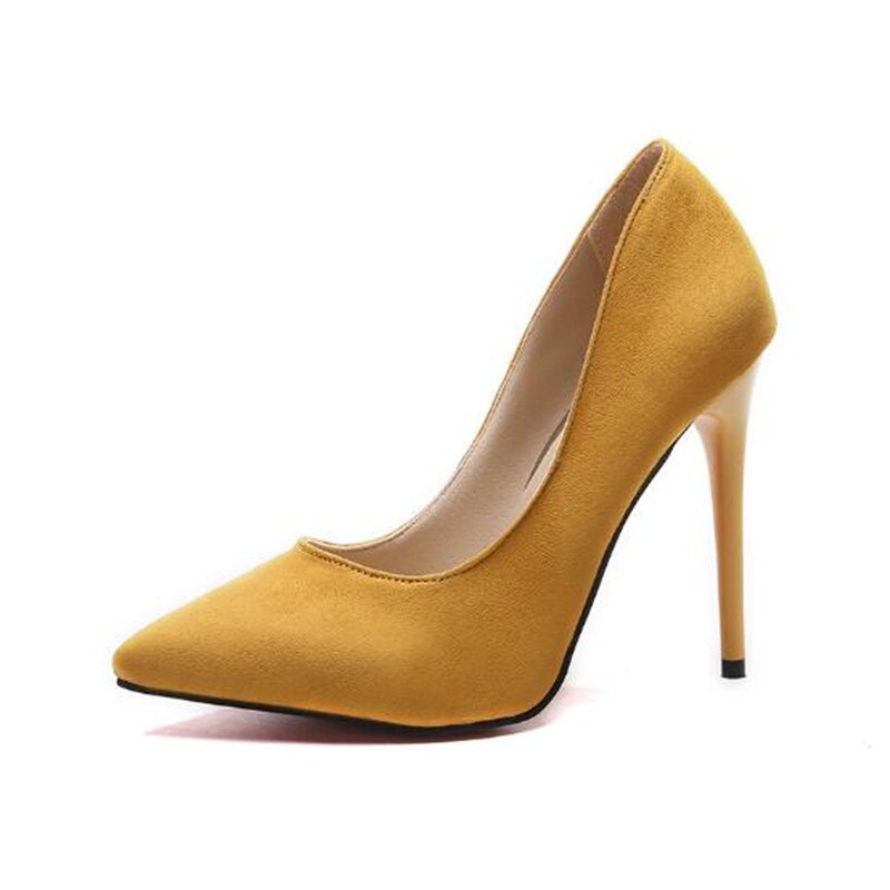 Plus Größe 44 Pumpen Frauen Schuhe Rot Flock Slip-Auf Flach Hochzeit Party Spitz High Heels Pumpe Chaussures femme 2019 – Bild 5