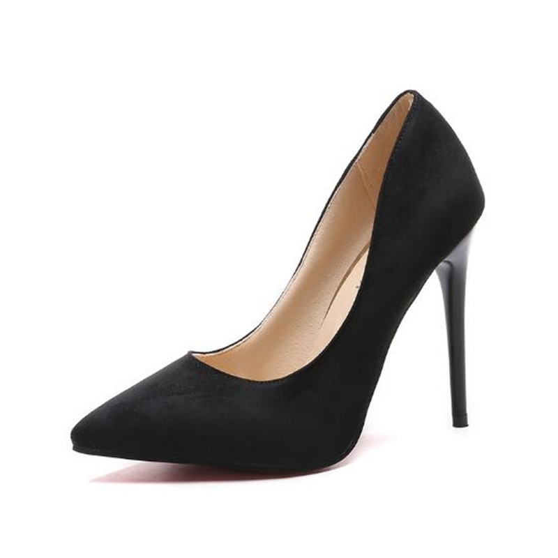 Plus Größe 44 Pumpen Frauen Schuhe Rot Flock Slip-Auf Flach Hochzeit Party Spitz High Heels Pumpe Chaussures femme 2019
