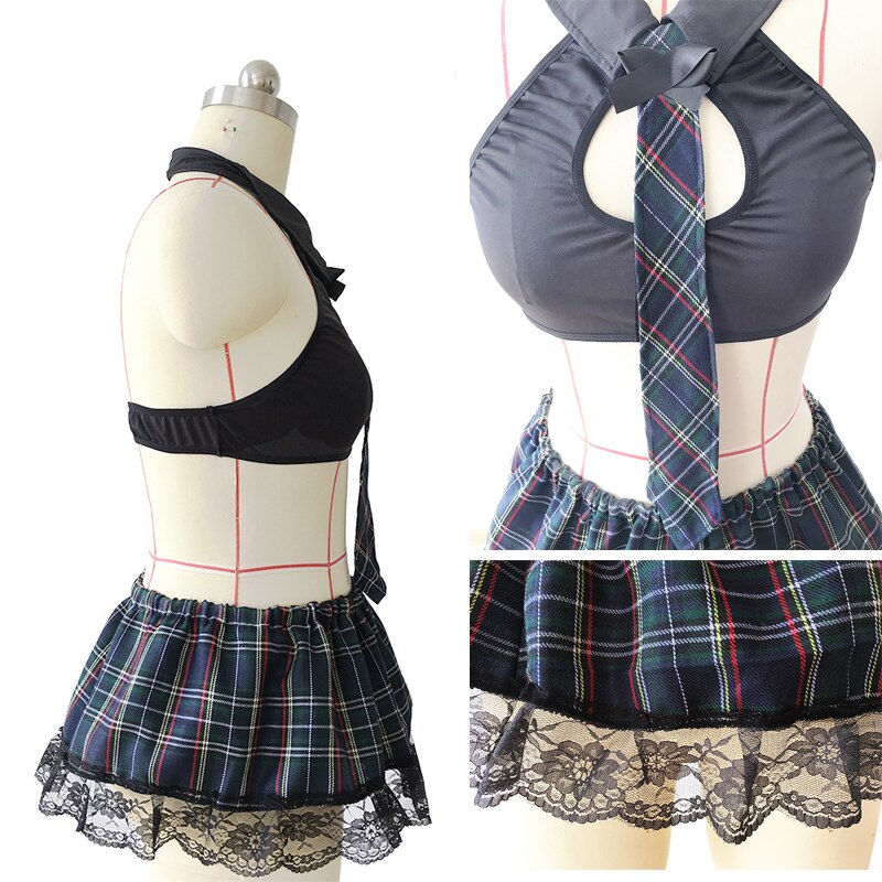 Plus Größe Porno Sexy Schottland Student Uniform Kostüm Frauen Sexy Dessous Schule Mädchen Cosplay Kostüm Erotische Schülerin Aussehen – Bild 4