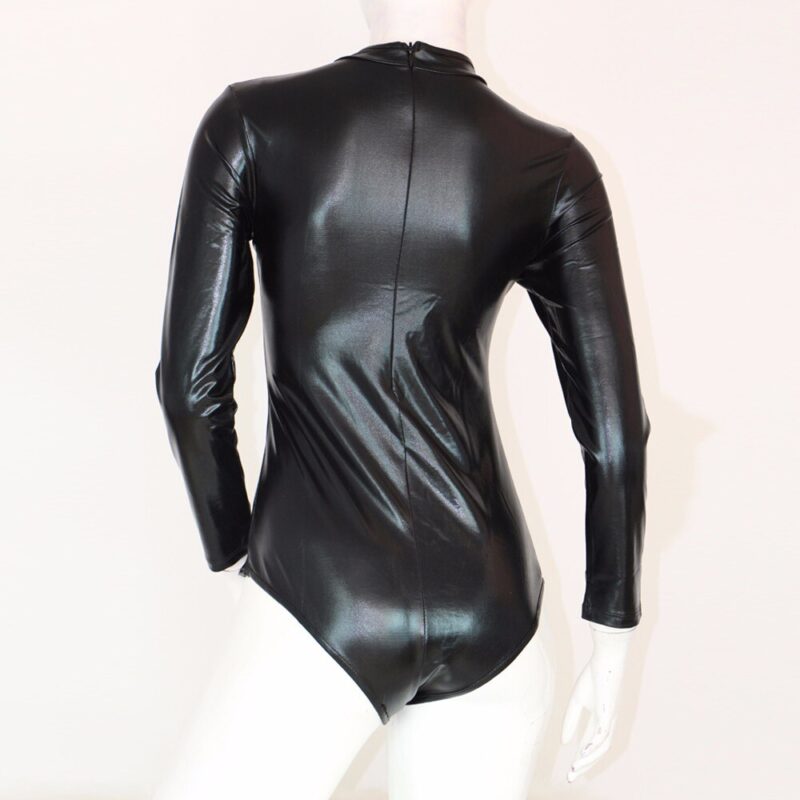Plus Größe XXL Schwarz Vinyl Leder Dessous Bodys Erotische Trikot Kostüme Gummi Flexible Heißer Latex Catsuit Catwomen Kostüm – Bild 6