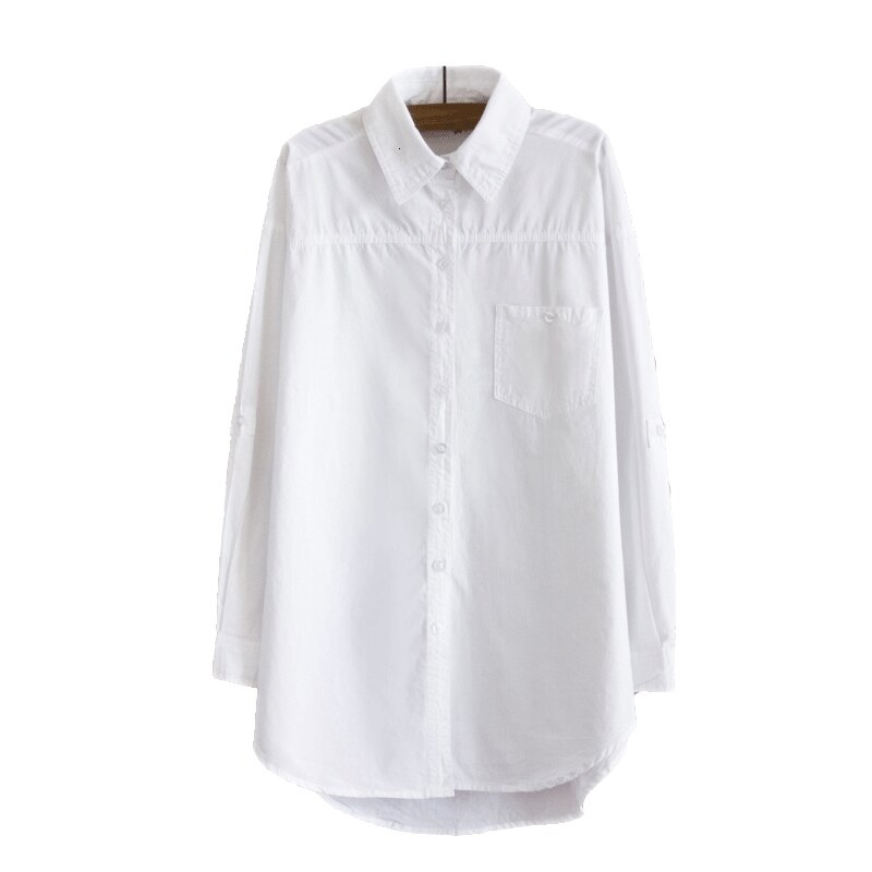 RICORIT blusen damen sommer Frauen Lange Bluse Frauen Weißes Hemd Büro Damen 100% Baumwolle Shirts Casual Baumwolle Bluse Mode Blusas Femininas sommer hemd frauen – Bild 3