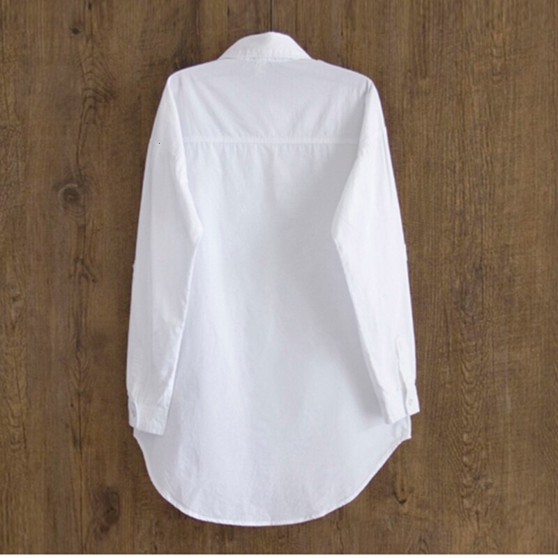RICORIT blusen damen sommer Frauen Lange Bluse Frauen Weißes Hemd Büro Damen 100% Baumwolle Shirts Casual Baumwolle Bluse Mode Blusas Femininas sommer hemd frauen – Bild 4