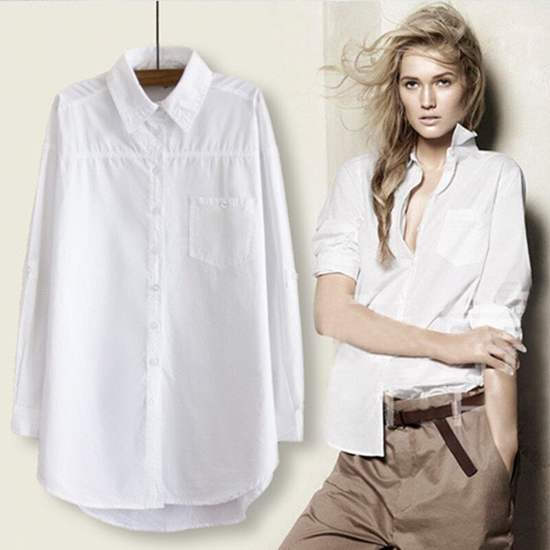 RICORIT blusen damen sommer Frauen Lange Bluse Frauen Weißes Hemd Büro Damen 100% Baumwolle Shirts Casual Baumwolle Bluse Mode Blusas Femininas sommer hemd frauen