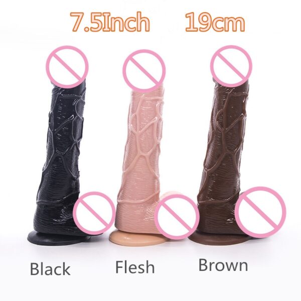 Realistische s Flesh Braun Schwarz  Für Frauen Flexible Riesige Penis mit Strukturierte Welle und Starken Saugnapf Sex Spielzeug