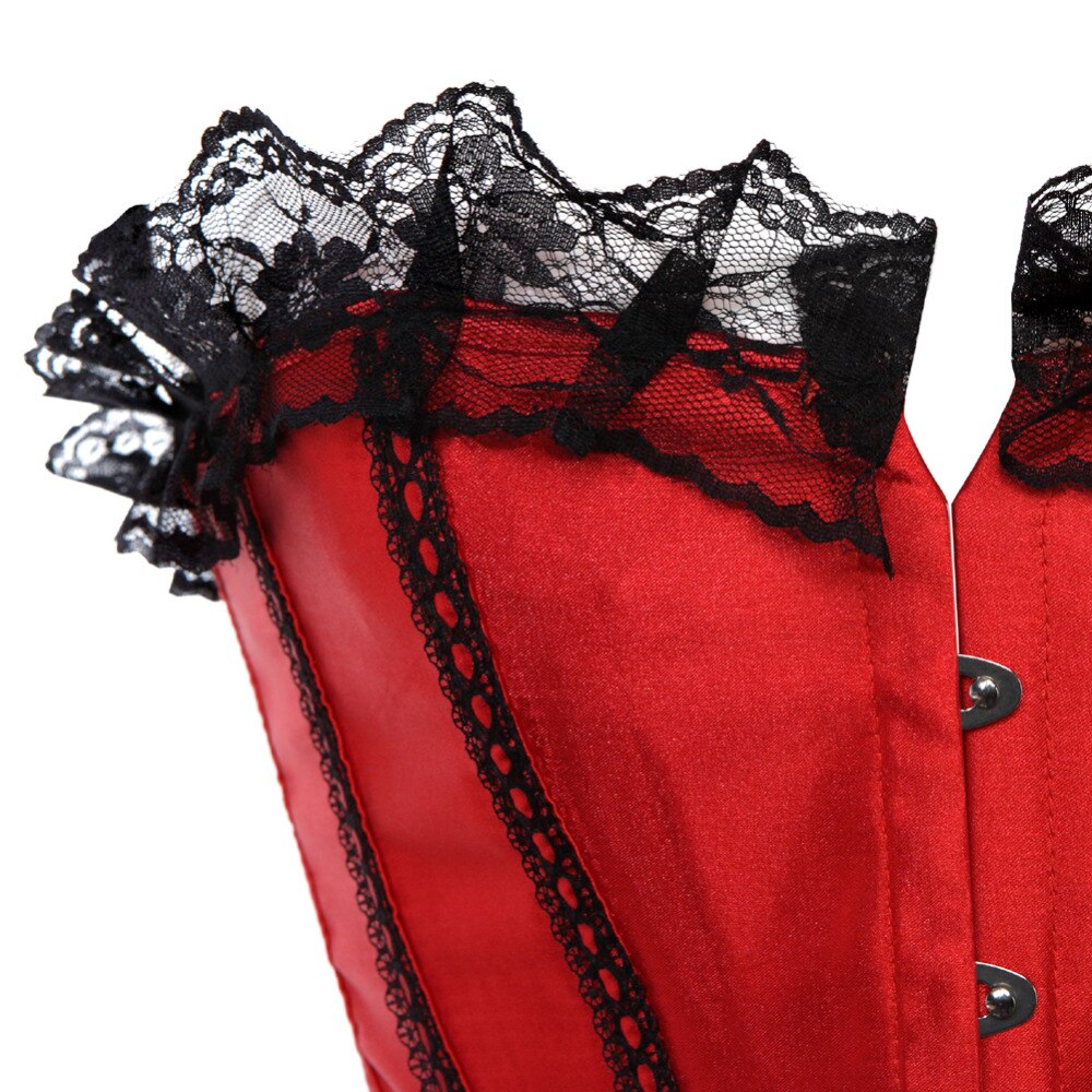 Red sexy streifen overbust korsett und mini rock Weihnachten Dessous und kleid spitze oben ohne knochen Taille cincher Bustier – Bild 6