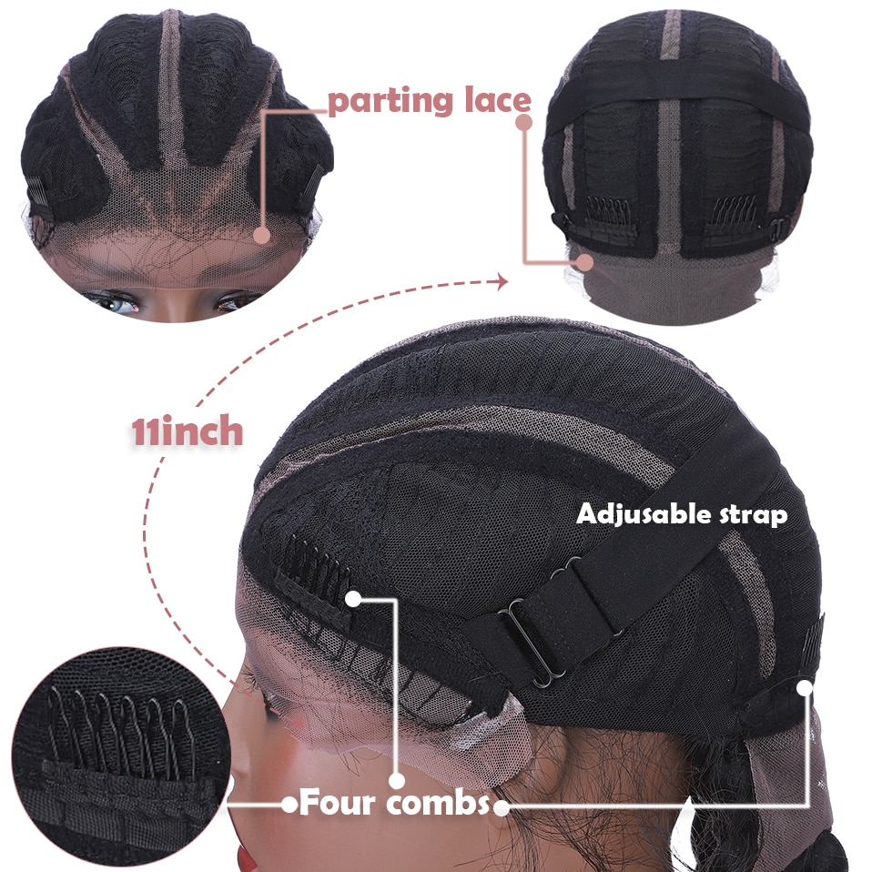 S-noilite 24inch Synthetische Geflochtene Lace Front Perücke Ombre Doppel Box Braid Twist Haar Perücken Für Schwarze Frauen mit Baby Haar – Bild 4