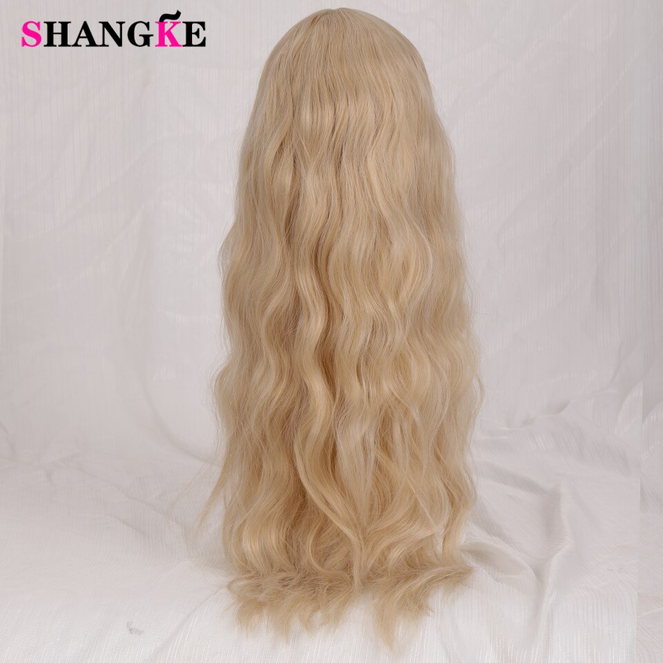 SHANGKE Blonde Lange Wellenförmige Frauen Perücke Synthetische Perücken mit Pony Hitze Beständig Cosplay Perücke für Frauen African American – Bild 2