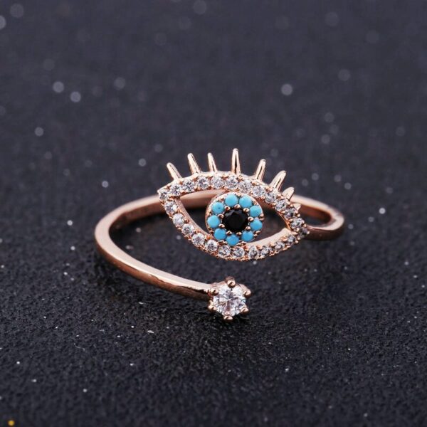 SIPENGJEL Tiny Trendy Zirkonia grün Auge Ringe Rose Gold schwarz auge Einstellbar Ringe Für Frauen Mädchen Luxus Hochzeit Schmuck