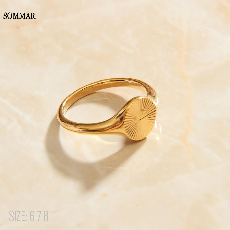 SOMMAR Hohe Qualität Gold Vermeil schnitzen welle ringe für frauen für frauen sonne Blumen männer ring liebe größe 6 7 8