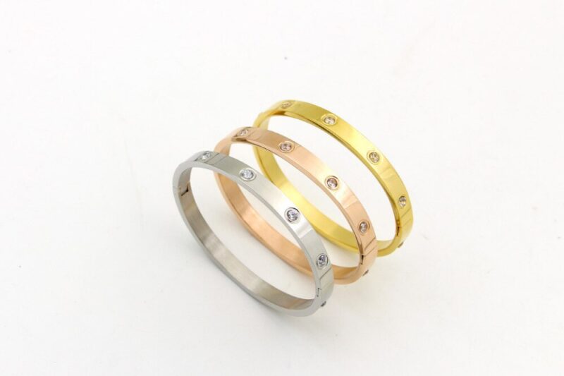 Schöne Liebhaber Armbänder Frau Armbänder Edelstahl Armbänder und Armreifen Zirkonia Goldene Frau Schmuck Geschenke – Bild 4
