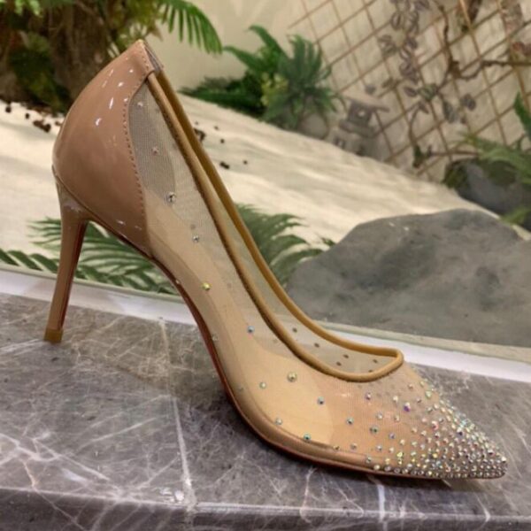 Schuhe für Hochzeit Frauen Red High Heels Sexy Damen Spitz Partei Dünne Heels Mesh (Air-Mesh) kristall Frauen Sandalen Größe 44