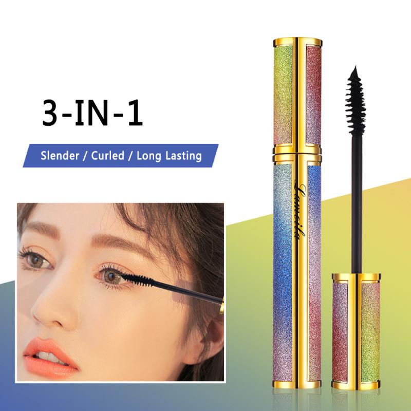 Seide faser mascara wasserdicht quick dry natürliche weiche lange wimpern make-up mascara schwarz dicken wimpern kosmetik wimpern creme