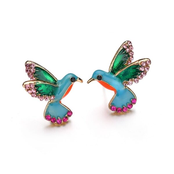 SexeMara Mode Strass Vögel Stud Ohrringe für Frauen Vintage Blau Emaille Ohrring Modeschmuck Brincos
