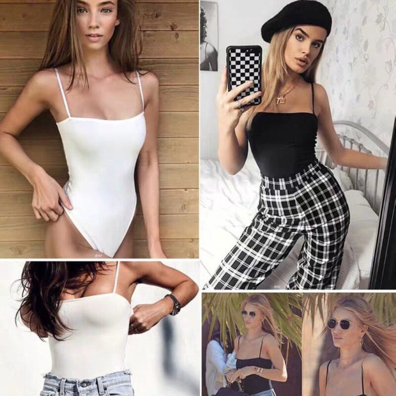 Sexy Body Frauen Solide Ärmellose Dünne Körper Anzug Mujer Plus Größe Backless Camis Schlank Bodys Weibliche Overalls Mode Neue – Bild 2