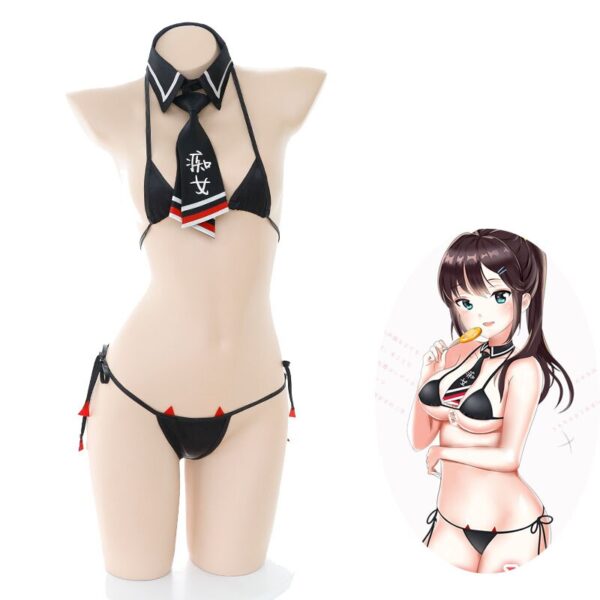 Sexy Dämon Erotische Dessous Mini Bkini Set Bh G-string Krawatte Unterwäsche Kleine teufel Schuluniform Anime Lolita Mädchen Cosplay Set