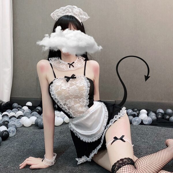 Sexy Erotische Dessous Französisch Schürze Maid Diener Lolita Kostüm Babydoll Kleid Lesben spielen Cosplay Spitze Uniform Set Für Frauen