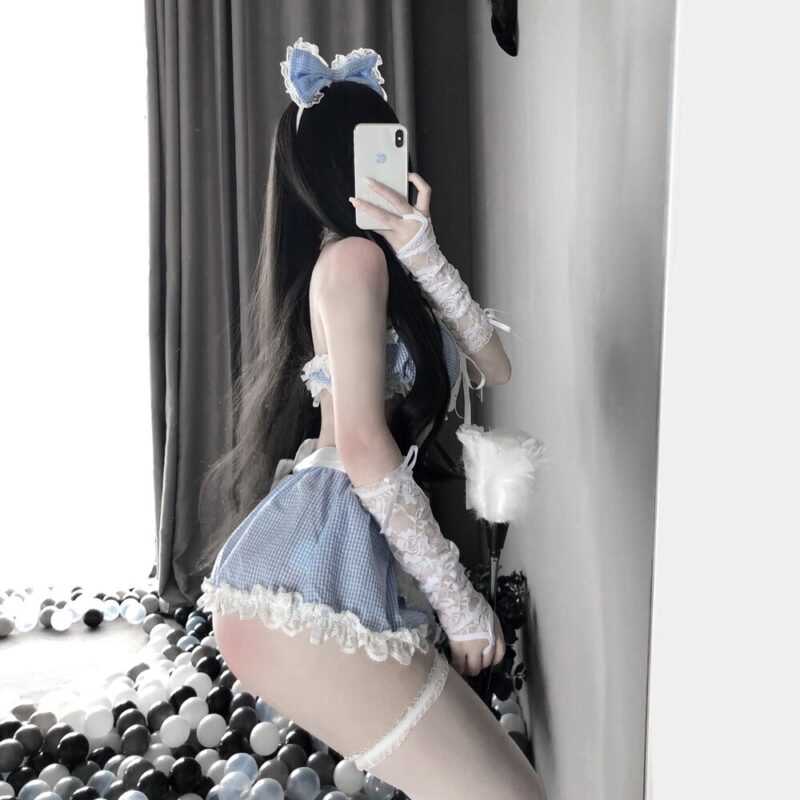 Sexy Frauen Mädchen Lolita Kostüme Erotische Dessous Set Nette Rüschen Spitze Kawaii Babydoll Weichen Schlafanzug Cosplay Exotische Sets – Bild 3