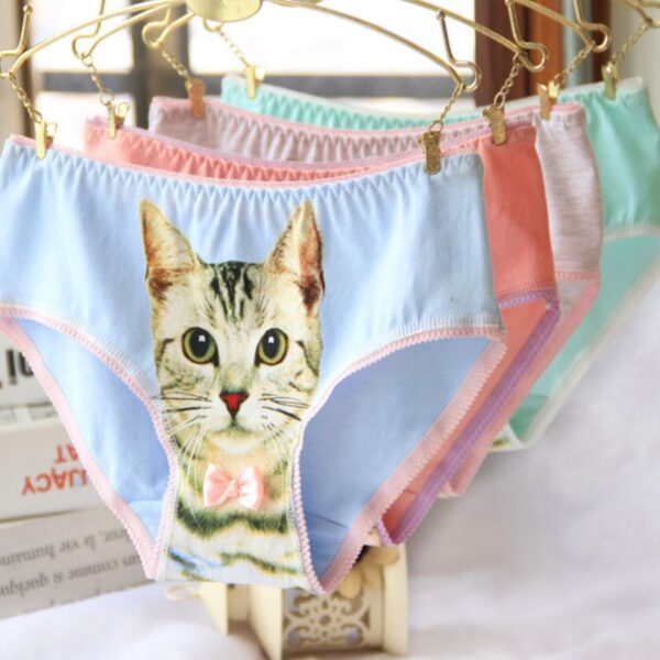 Sexy Katzen 3D Katzen Muster Baumwolle Briefs Persönlichkeit Cartoon Katzen Damen Höschen Unterwäsche Baumwolle Katzen Panty Mode Weibliche Kurze