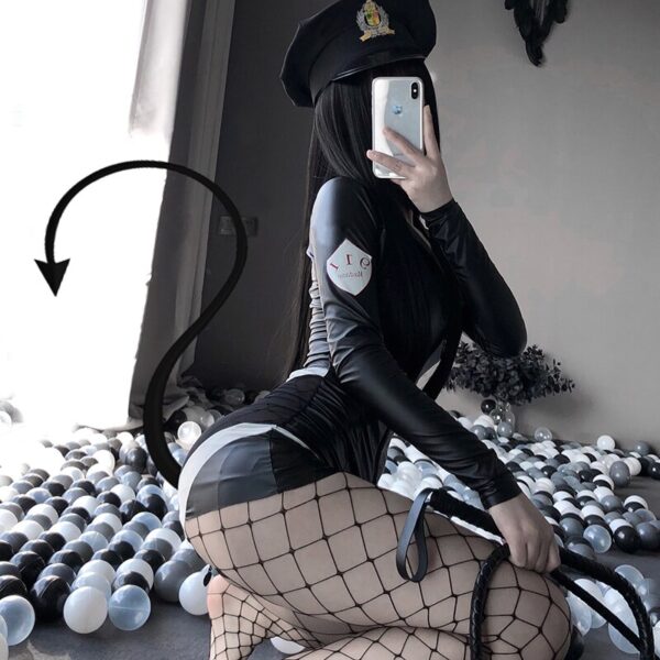 Sexy Schwarz Polizei Frauen Pu Leder Body Cosplay Kostüme Zipper Vision Komfort Stretch Outfit Motor Erotische Overall 2020 Neue