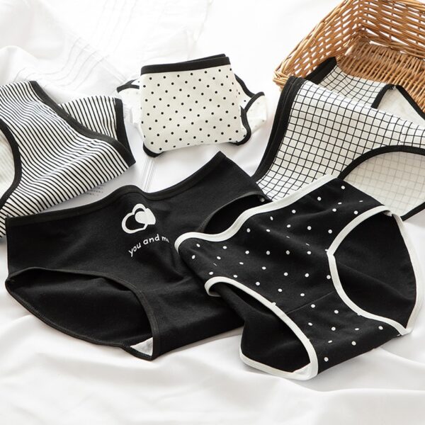 Sexy Schwarz und Weiß Gestreiften Höschen frauen Baumwolle Kleine Blume Punkte Niedliche Höschen Mode Damen Höschen Frauen Blumen Unterwäsche